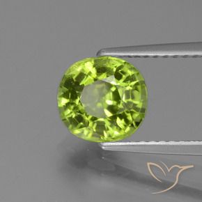 2.00 ct Green Peridot Stone, Natural Peridot in Oval Facet Shape for Sale