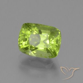 2.52 ct Green Peridot Stone, Natural Peridot in Cushion-Cut Shape for Sale