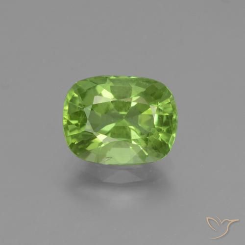 2.47ct Natural Medium Green Peridot, Cushion, VS