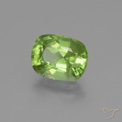 2.47 ct Green Peridot Stone, Natural Peridot in Cushion-Cut Shape for Sale