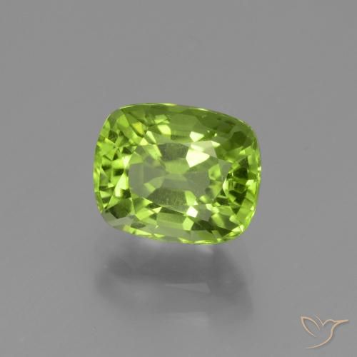 2.19 ct Green Peridot Stone, Natural Peridot in Cushion-Cut Shape for Sale
