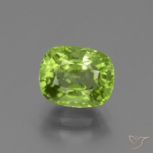 2.37ct Natural Yellowish Green Peridot, Cushion, VS-SI