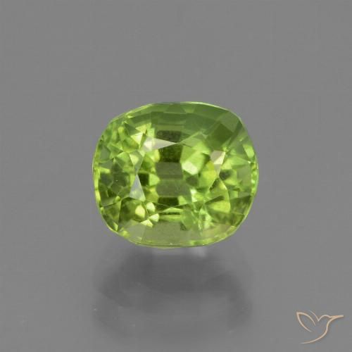 2.27ct Natural Medium Green Peridot, Cushion, VS