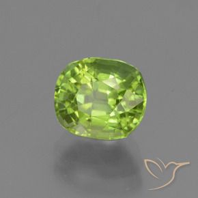 2.27 ct Green Peridot Stone, Natural Peridot in Cushion-Cut Shape for Sale