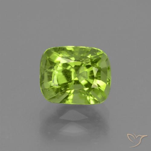 2.13ct Natural Medium Green Peridot, Cushion, VS-SI