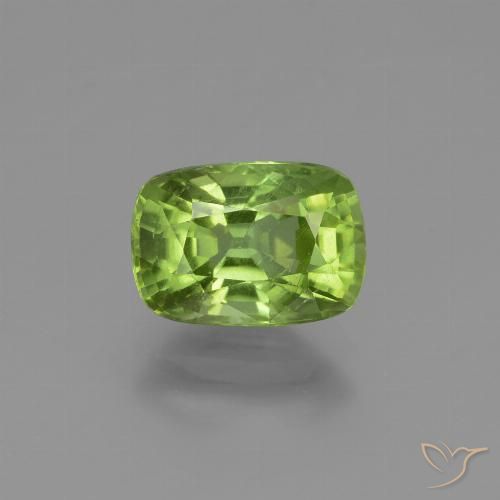 Péridot taille coussin de 2,36 ct, 9,1 x 6,4 mm du Myanmar, Photo A