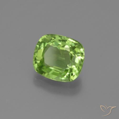 2.21 ct Green Peridot Stone, Natural Peridot in Cushion-Cut Shape for Sale