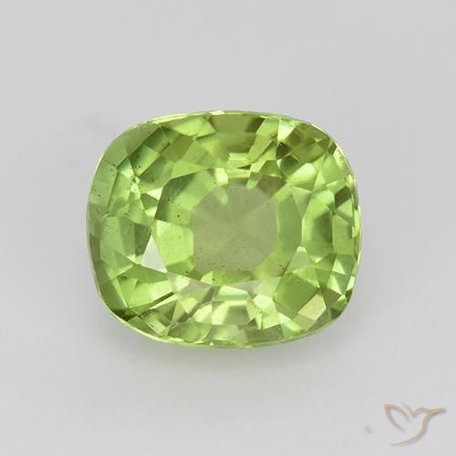2.24ct Natural Light Lively Green Peridot, Cushion, VS
