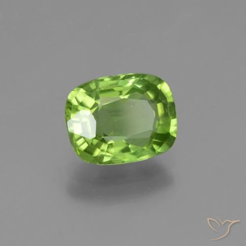 2.25 ct Green Peridot Stone, Natural Peridot in Cushion-Cut Shape for Sale
