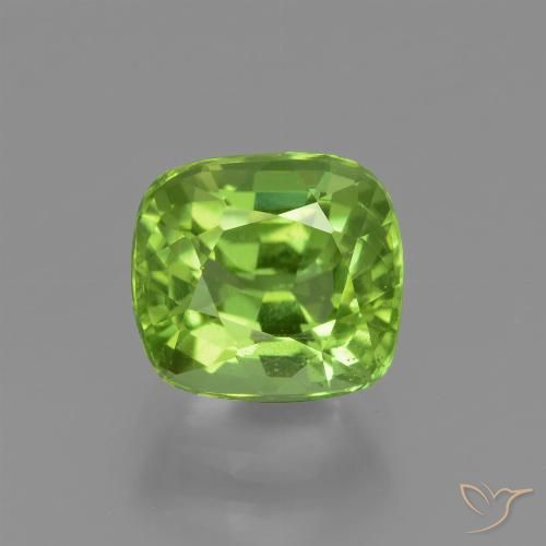 2.30ct Natural Medium Green Peridot, Cushion, VS