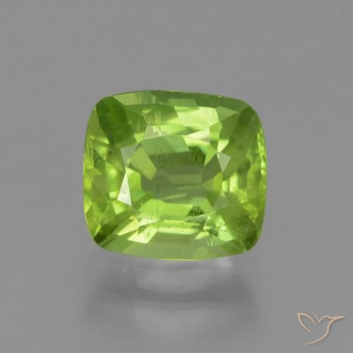 2.25 ct Cushion Cut Peridot, 8.1 x 7.5 mm From Myanmar, Photo A