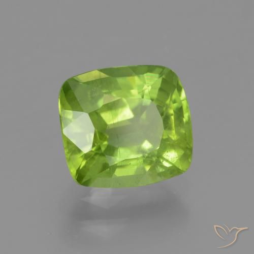 2.25 ct Green Peridot Stone, Natural Peridot in Cushion-Cut Shape for Sale