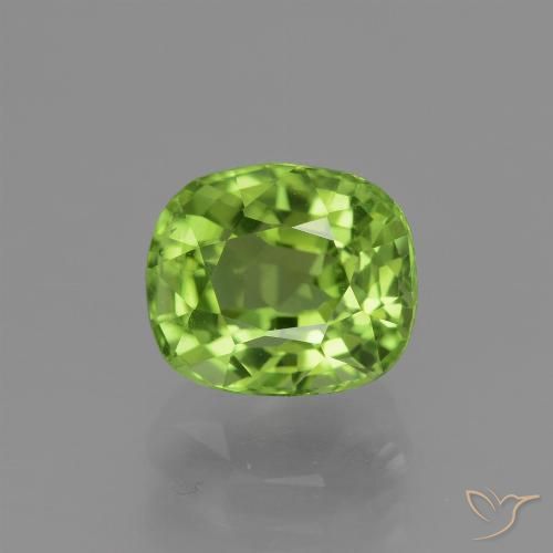 2.30ct Natural Lively Green Peridot, Cushion, VVS-VS