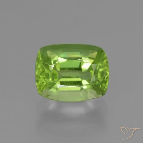 2.13ct Natural Medium Green Peridot, Cushion, VS