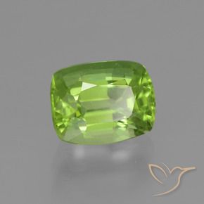 2.13 ct Green Peridot Stone, Natural Peridot in Cushion-Cut Shape for Sale