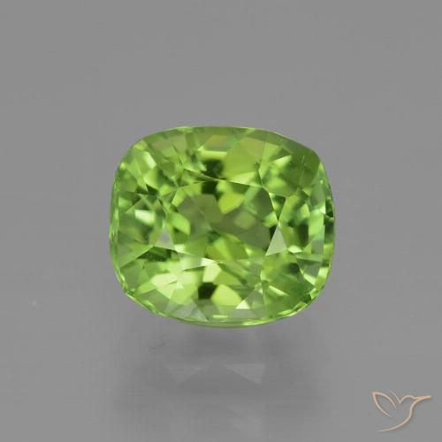 2.32ct Natural Medium Green Peridot, Cushion, VS