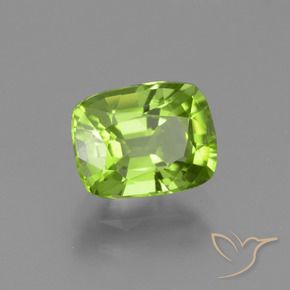 2.21 ct Green Peridot Stone, Natural Peridot in Cushion-Cut Shape for Sale