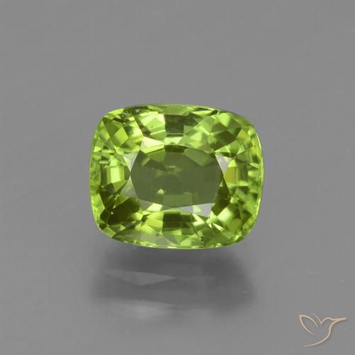 2.50ct Natural Medium Green Peridot, Cushion, VVS-VS
