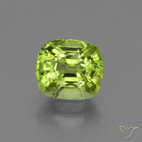 2.26ct Natural Medium Green Peridot, Cushion, VS