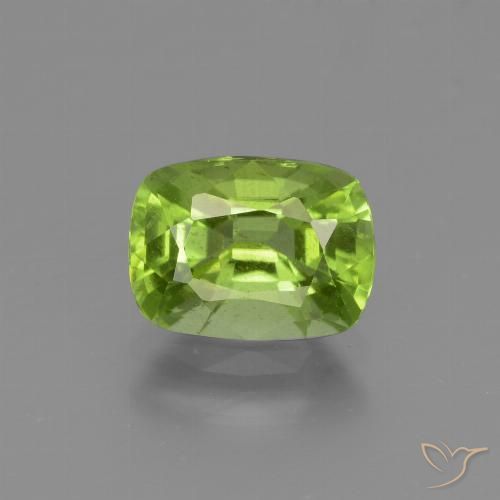 1.89ct Natural Medium Green Peridot, Cushion, VS