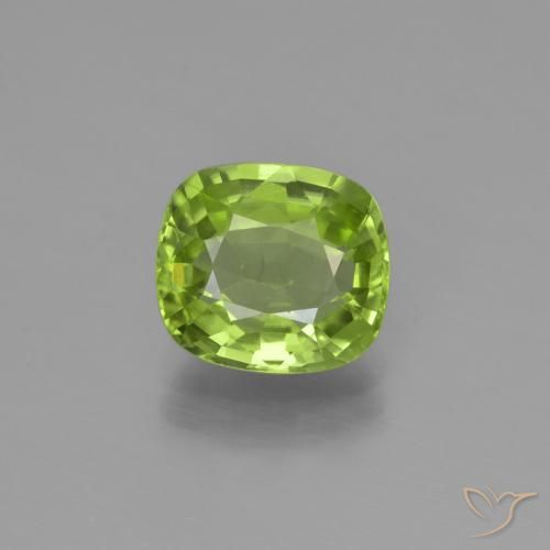 2.10ct Natural Medium Green Peridot, Cushion, VS