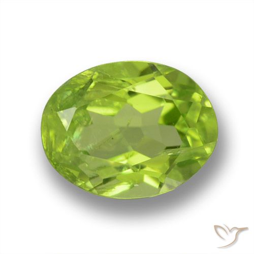 Ярко-зеленый Хризолит Камень - 1.6ct Фасетный Овал (ID: 461666)