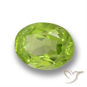 1.64 ct Green Peridot Stone, Natural Peridot in Oval Facet Shape for Sale
