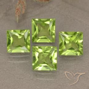 2.83 ctw Green Peridot Stones, Natural Peridot in Princess-Cut Shape for Sale