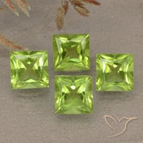 2.93 ctw Green Peridot Stones, Natural Peridot in Princess-Cut Shape for Sale