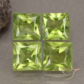 2.81 ctw Green Peridot Stones, Natural Peridot in Princess-Cut Shape for Sale