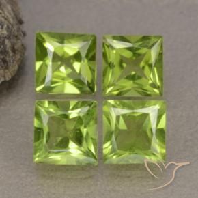 2.89 ctw Green Peridot Stones, Natural Peridot in Princess-Cut Shape for Sale