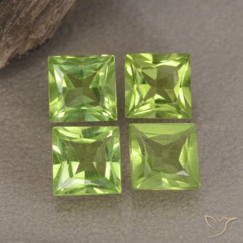 2.67 ct Princess Cut Peridot, 5 x 4.9 mm From China, Photo A