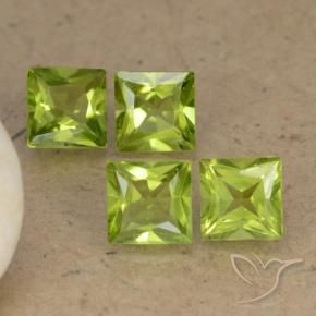 3.05 ctw Green Peridot Stones, Natural Peridot in Princess-Cut Shape for Sale