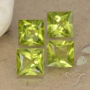 3.05 ctw Green Peridot Stones, Natural Peridot in Princess-Cut Shape for Sale