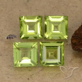 2.60 ctw Green Peridot Stones, Natural Peridot in Square Step-Cut Shape for Sale