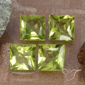 2.85 ctw Green Peridot Stones, Natural Peridot in Princess-Cut Shape for Sale