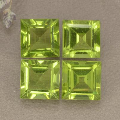 Yellowish Green Peridot Gem - 1.1ct Square Step-Cut (ID: 477845)
