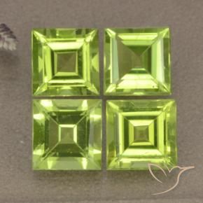 4.34 ctw Green Peridot Stones, Natural Peridot in Square Step-Cut Shape for Sale