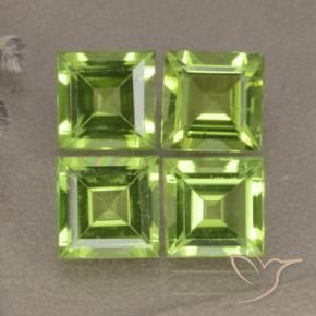 4.23 ctw Green Peridot Stones, Natural Peridot in Square Step-Cut Shape for Sale