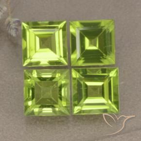 4.41 ctw Green Peridot Stones, Natural Peridot in Square Step-Cut Shape for Sale