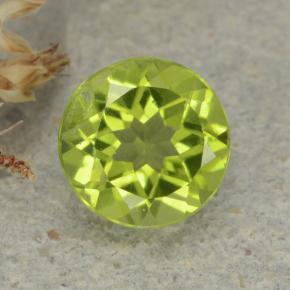 Medium Green Хризолит Камень - 1.2ct Круглая Фасетная Огранка (ID: 480954)