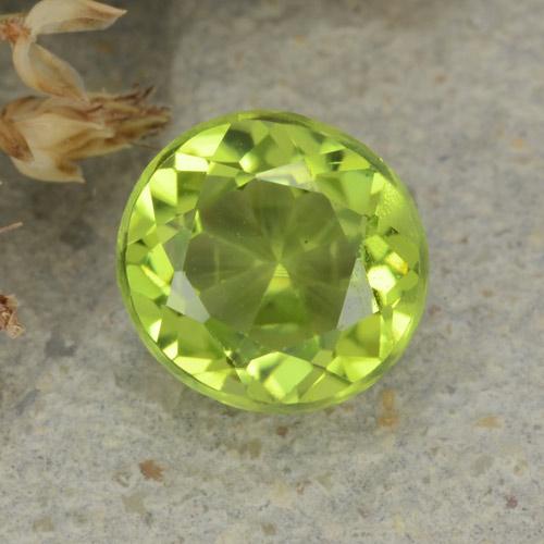 Medium Green Хризолит Камень - 1.2ct Круглая Фасетная Огранка (ID: 480958)