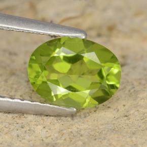 Ярко-зеленый Хризолит Камень - 1.3ct Фасетный Овал (ID: 481195)