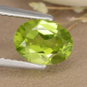 Medium Green Хризолит Камень - 1.4ct Фасетный Овал (ID: 481271)
