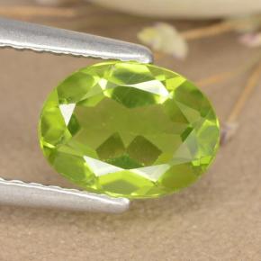 Medium Green Хризолит Камень - 1.4ct Фасетный Овал (ID: 481282)