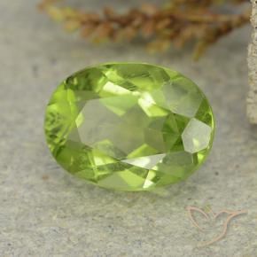 1.39 ct Green Peridot Stone, Natural Peridot in Oval Facet Shape for Sale