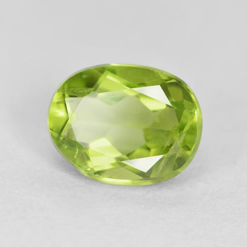 1.36 ct Green Peridot Stone, Natural Peridot in Oval Facet Shape for Sale