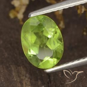 1.38 ct Green Peridot Stone, Natural Peridot in Oval Facet Shape for Sale