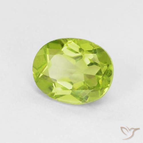 1.30 ct Green Peridot Stone, Natural Peridot in Oval Facet Shape for Sale
