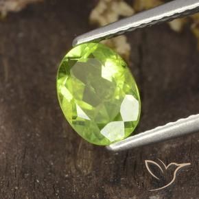1.38 ct Green Peridot Stone, Natural Peridot in Oval Facet Shape for Sale